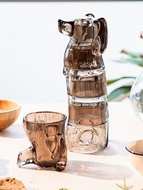 Stackable Dachshund Brown Cups